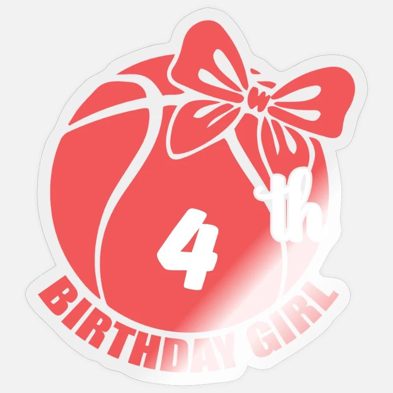Basket-ball 4e anniversaire Basketteur - Sticker taille S (10 x 10 cm) - brillant transparent