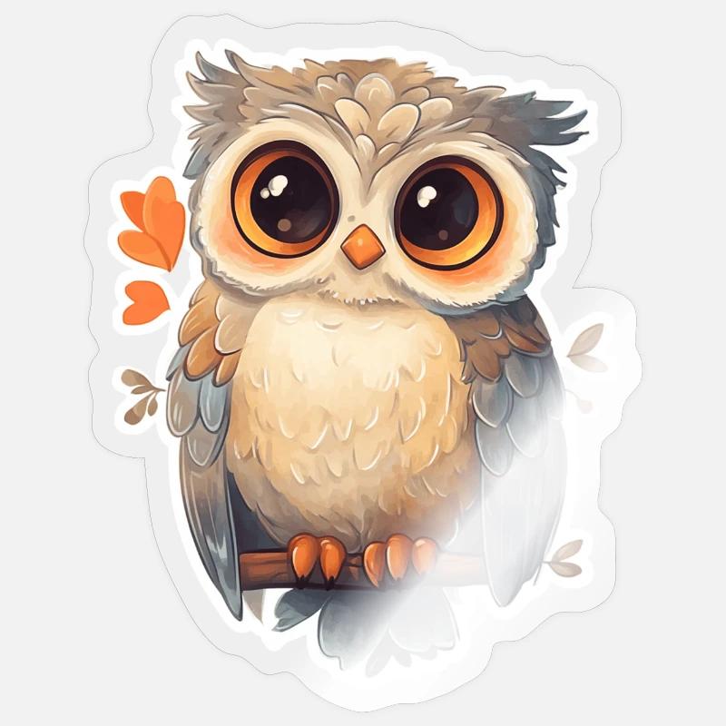 Eule - Sticker Größe S (10 x 10 cm) - Transparent glänzend