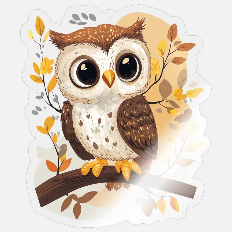 Eule - Sticker Größe S (10 x 10 cm) - Transparent glänzend