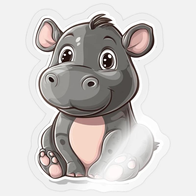 Nilpferd - Sticker Größe S (10 x 10 cm) - Transparent glänzend