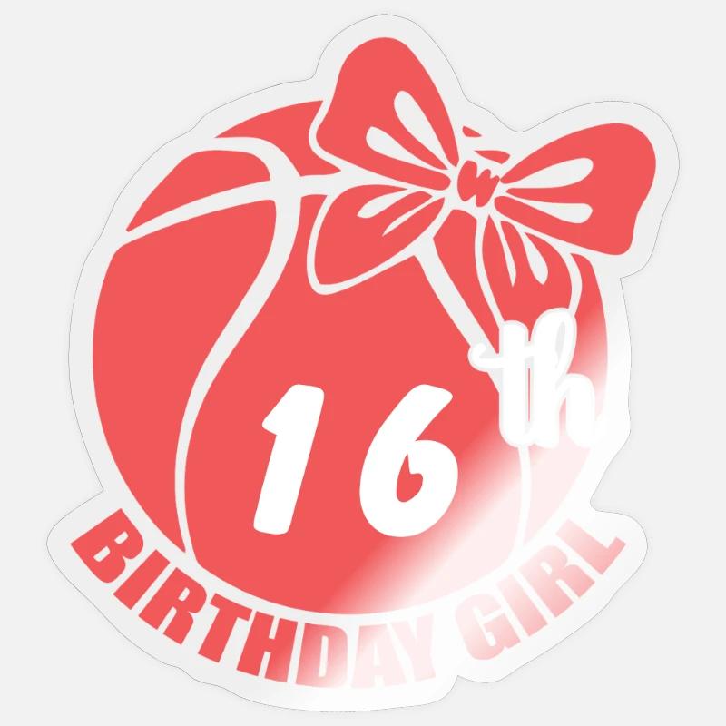 Basket-ball 16e anniversaire Basketteur - Sticker taille S (10 x 10 cm) - brillant transparent