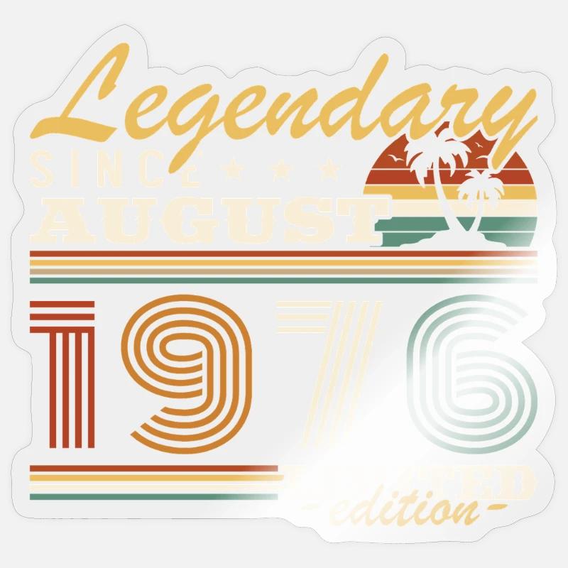 Vintage Retro August 1976 Geburtstagsgeschenk - Sticker Größe S (10 x 10 cm) - Transparent glänzend