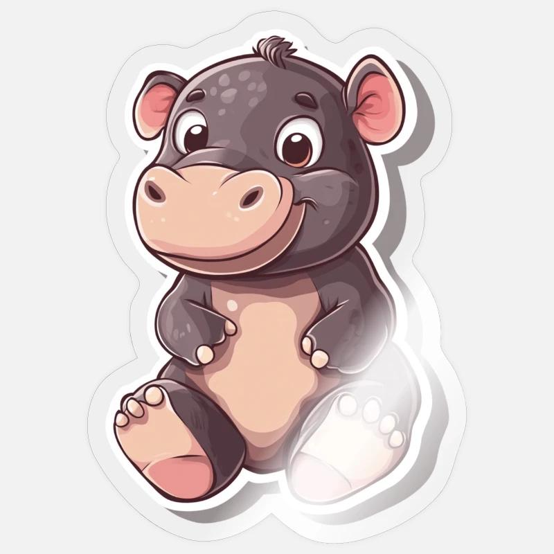 Nilpferd - Sticker Größe S (10 x 10 cm) - Transparent glänzend
