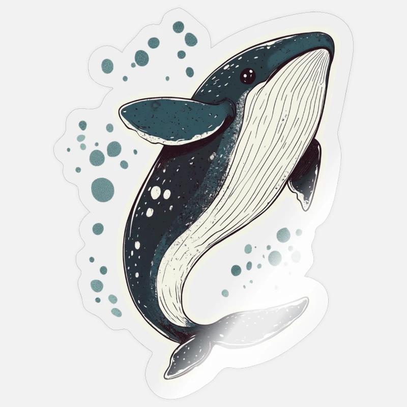 baleine - Sticker taille S (10 x 10 cm) - brillant transparent