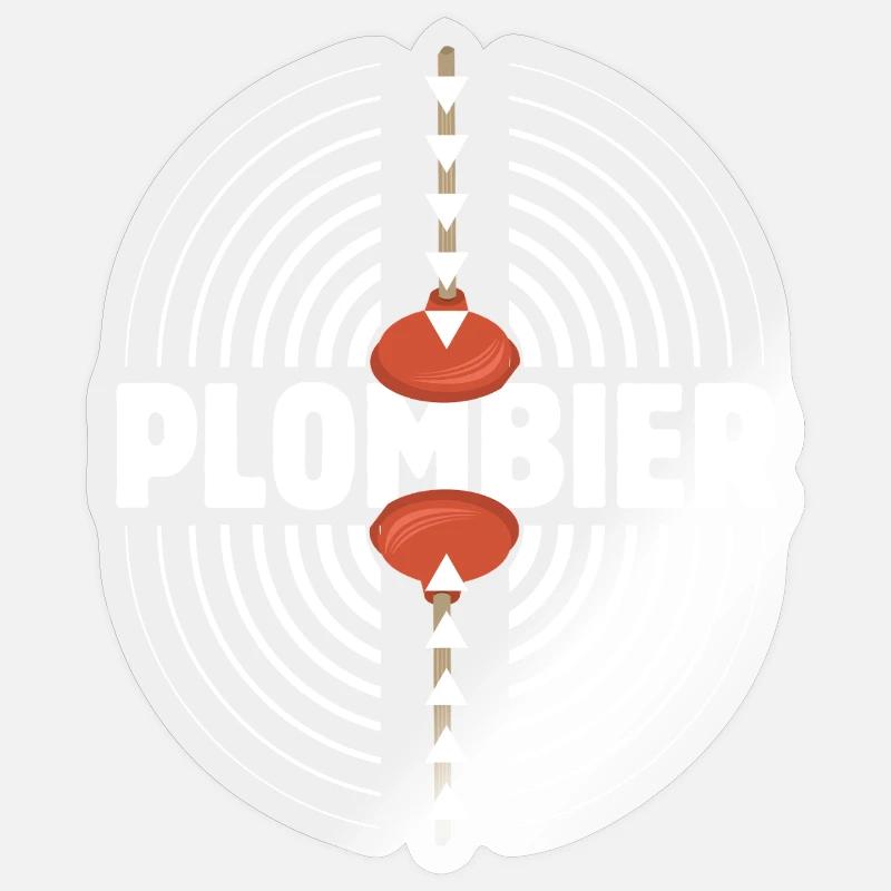 Retro Suction Cup Plumber - Sticker size S (10 x 10 cm) - transparent glossy