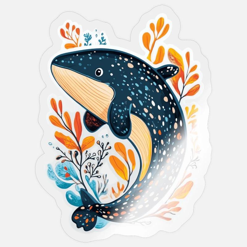 baleine - Sticker taille S (10 x 10 cm) - brillant transparent