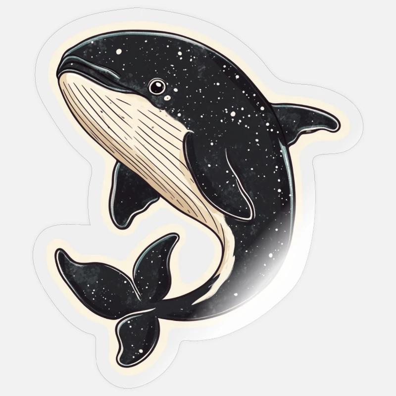 baleine - Sticker taille S (10 x 10 cm) - brillant transparent
