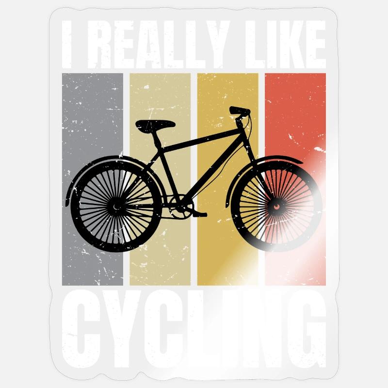 J’aime beaucoup le cyclisme Retro aime le cyclisme cycliste Sticker taille S (10 x 10 cm)