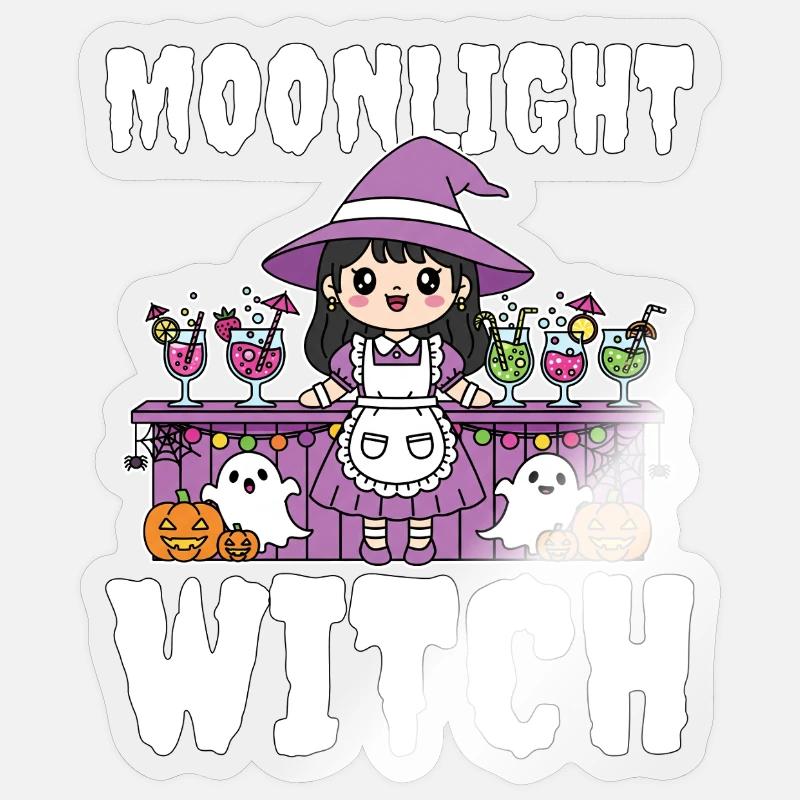 MOONLIGHT WITCH - WITCH HALLOWEEN - Sticker Größe S (10 x 10 cm) - Transparent glänzend