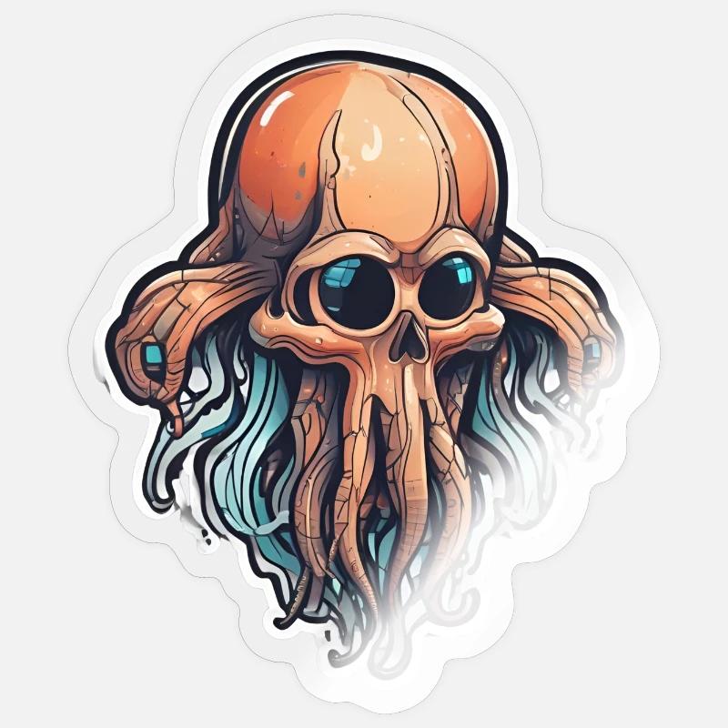 Eco-Friendly Squid Skull - Sticker size S (10 x 10 cm) - transparent glossy