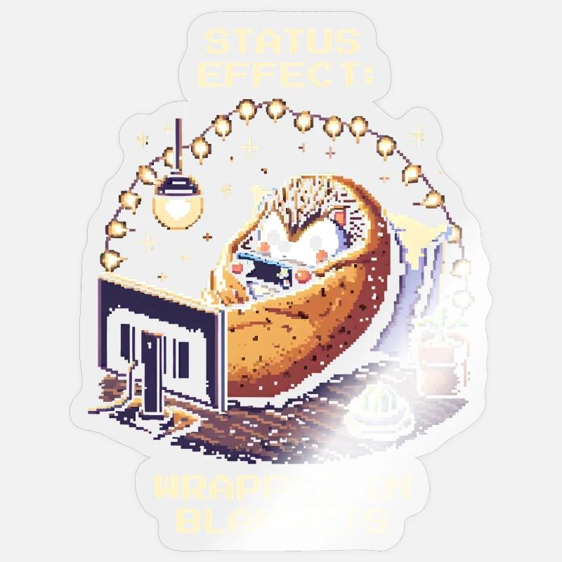 Status: Snuggled up in blankets - Sticker size S (10 x 10 cm) - transparent glossy