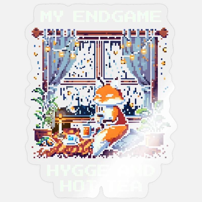 Endgame: Hygge und heißer Tee - Sticker Größe S (10 x 10 cm) - Transparent glänzend