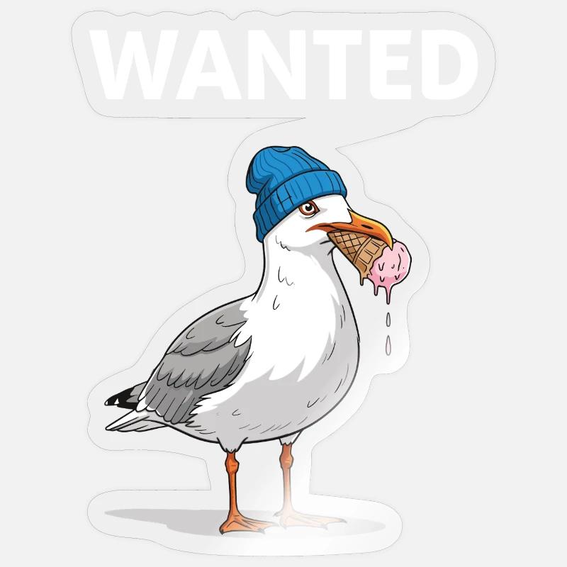 Gesucht Möwe Eiscreme Abenteuer - Sticker taille S (10 x 10 cm) - brillant transparent