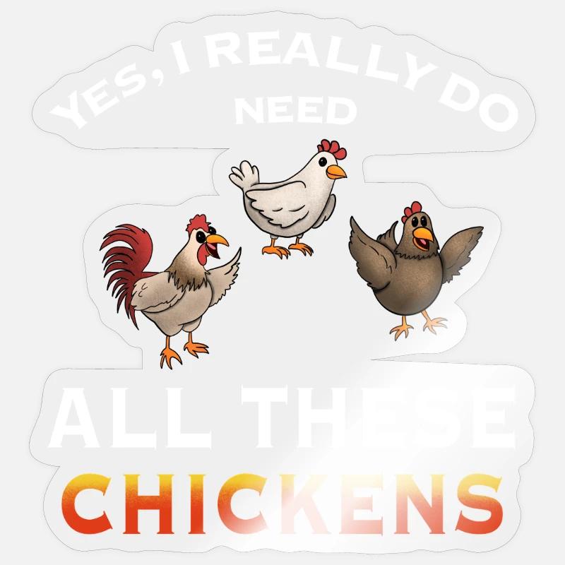 Humorous Chicken Illustration Statement - Sticker size S (10 x 10 cm) - transparent glossy