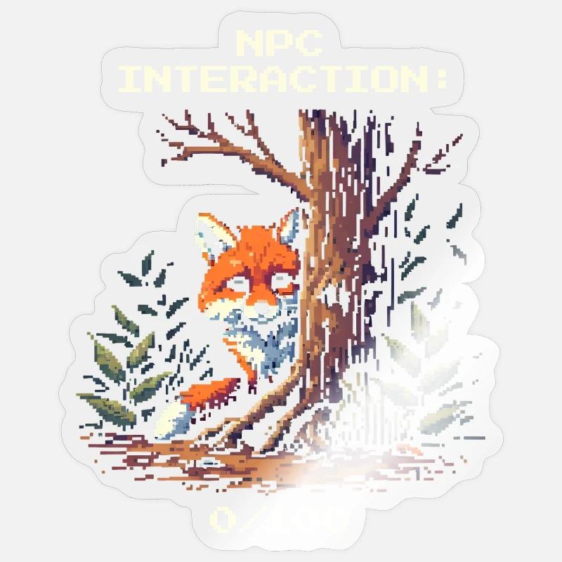 NPC-Interaktion: 0/100 | Introversion Humor - Sticker Größe S (10 x 10 cm) - Transparent glänzend