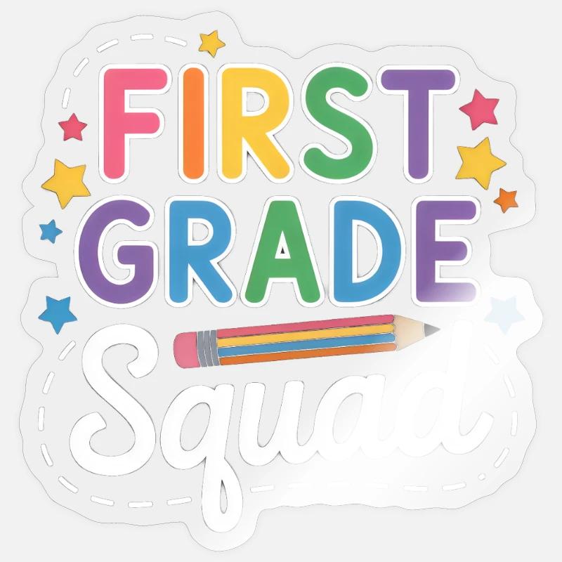 First Grade Squad Back To School - Sticker Größe S (10 x 10 cm) - Transparent glänzend