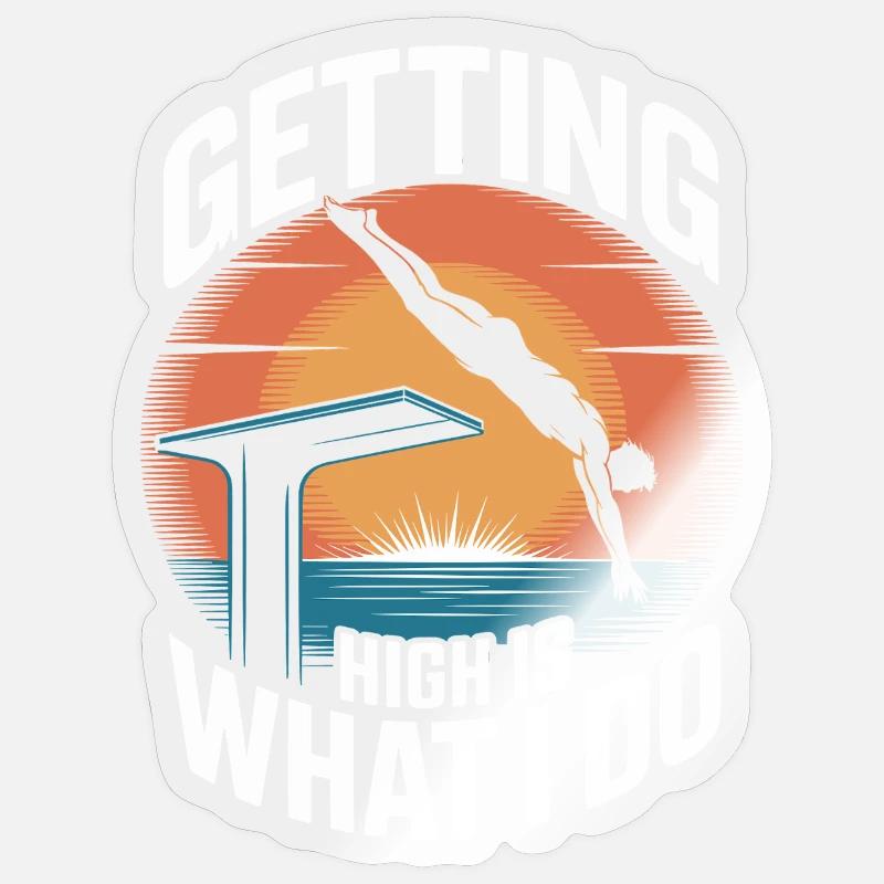 Diving diving board - Sticker size S (10 x 10 cm) - transparent glossy