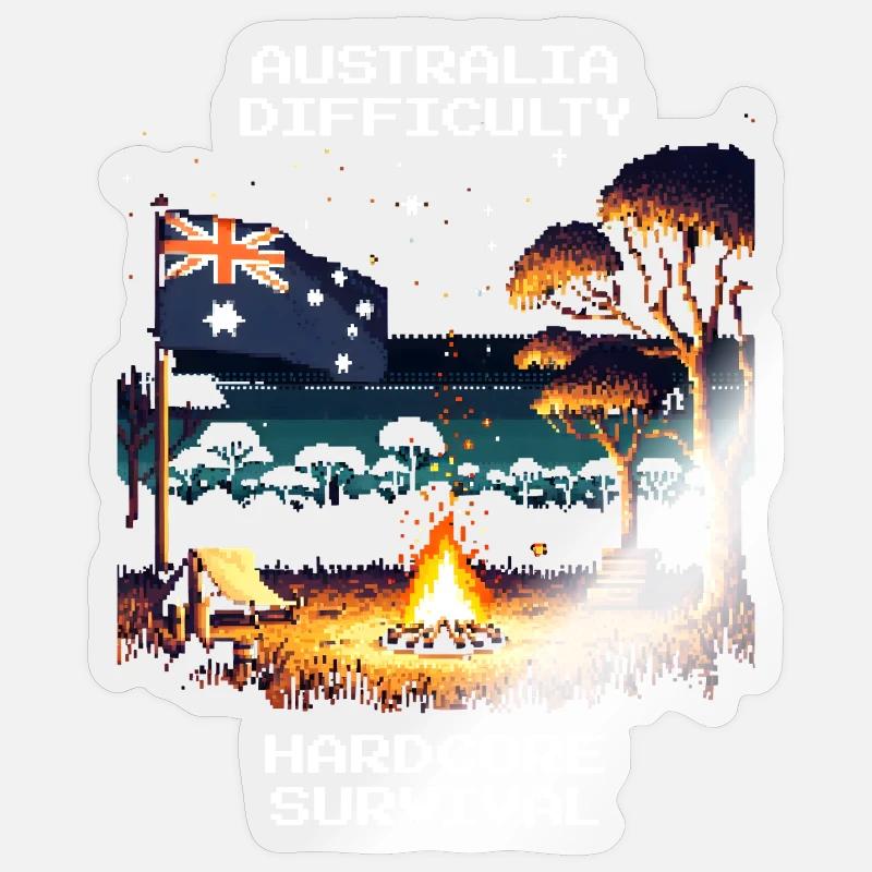 Australien: Hardcore-Survival | Outback - Sticker Größe S (10 x 10 cm) - Transparent glänzend