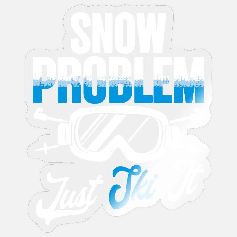 Ski Skifahrer Wintersport Snow problem - Sticker Größe S (10 x 10 cm) - Transparent glänzend