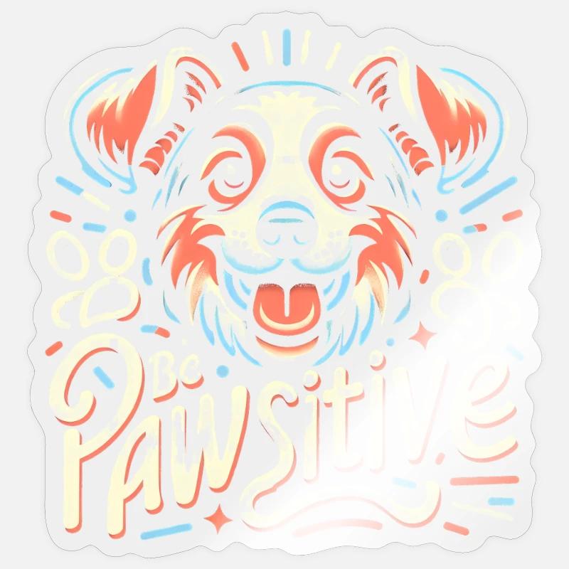 Be pawsitive süßer Hund - Sticker Größe S (10 x 10 cm) - Transparent glänzend