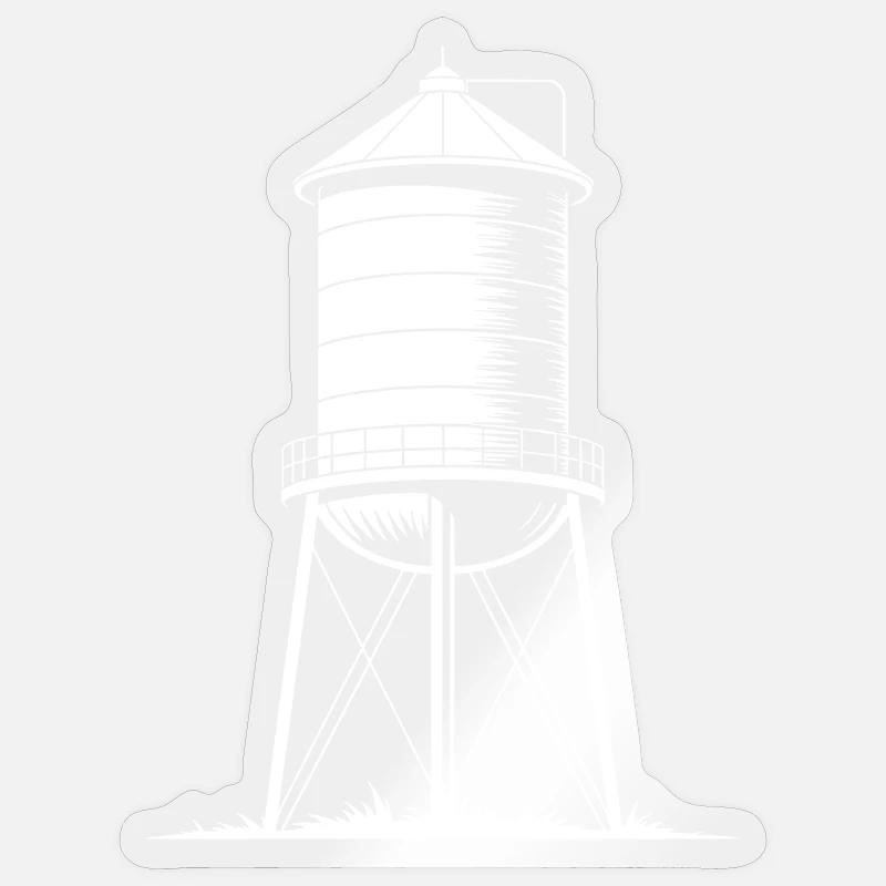 Wasserturm-Tank mit erhöhtem Trinkwasser - Sticker Größe S (10 x 10 cm) - Transparent glänzend