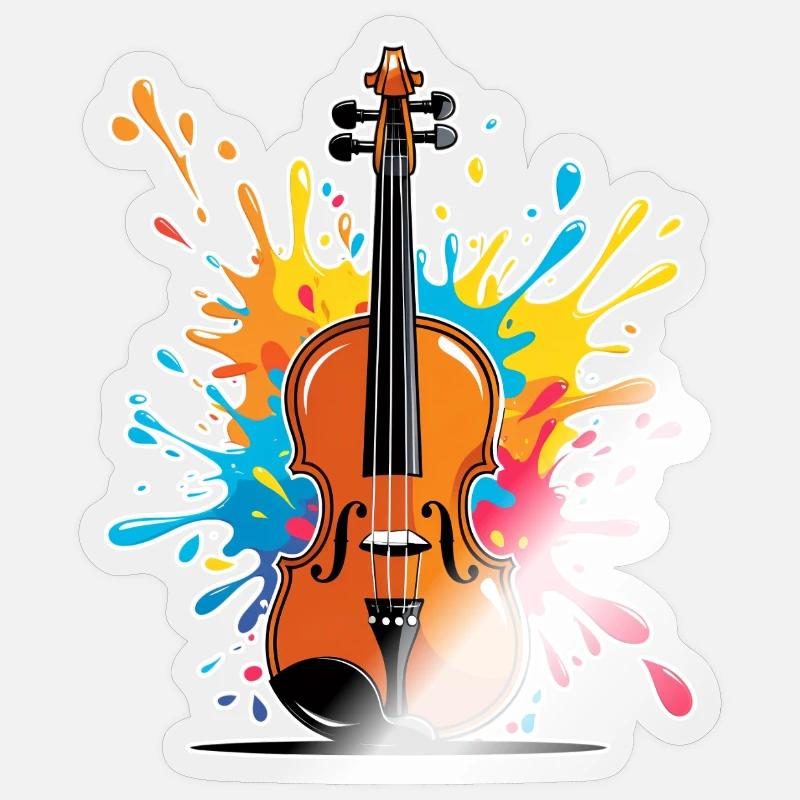Vibrantes Violinenkunst Design - Sticker Größe S (10 x 10 cm) - Transparent glänzend