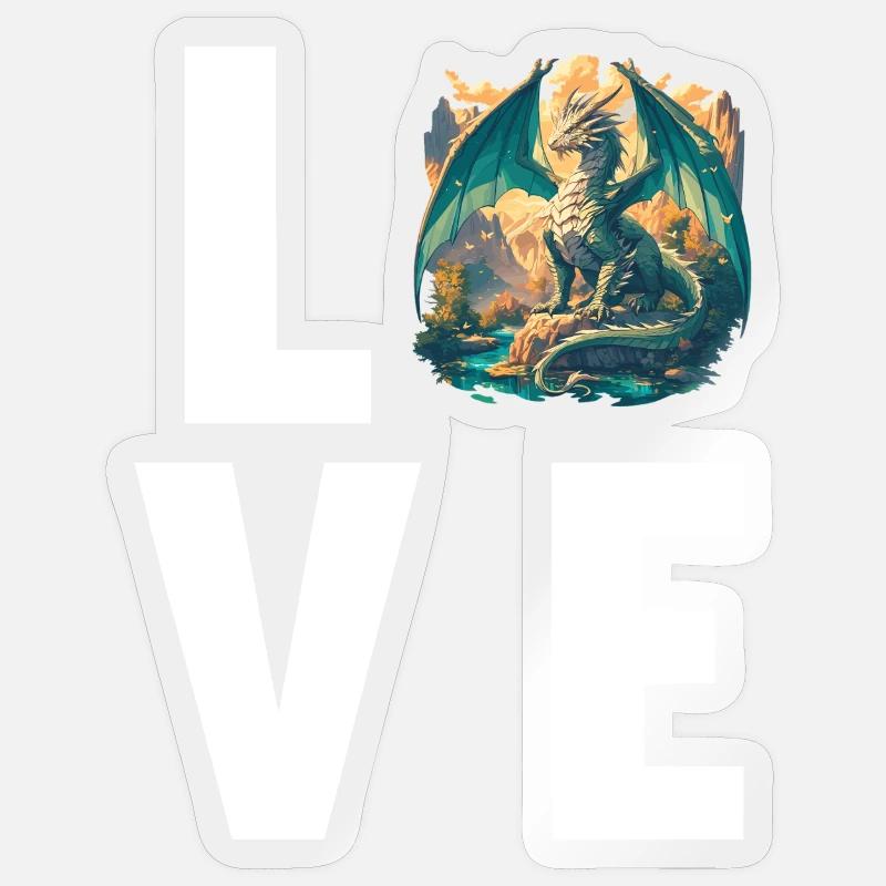 Drachen Drache - Sticker Größe S (10 x 10 cm) - Transparent glänzend
