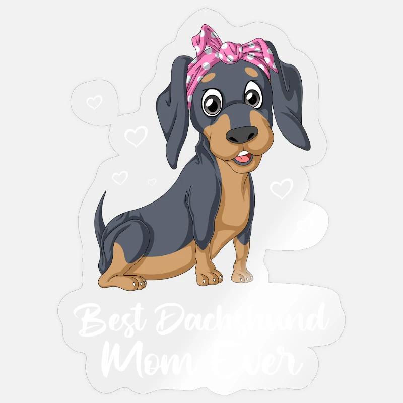 Dackel Mama - Sticker Größe S (10 x 10 cm) - Transparent glänzend