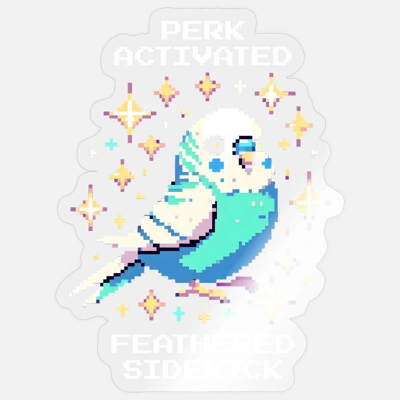 Perk active: Feathered Sidekick | Budgie - Sticker size S (10 x 10 cm) - transparent glossy
