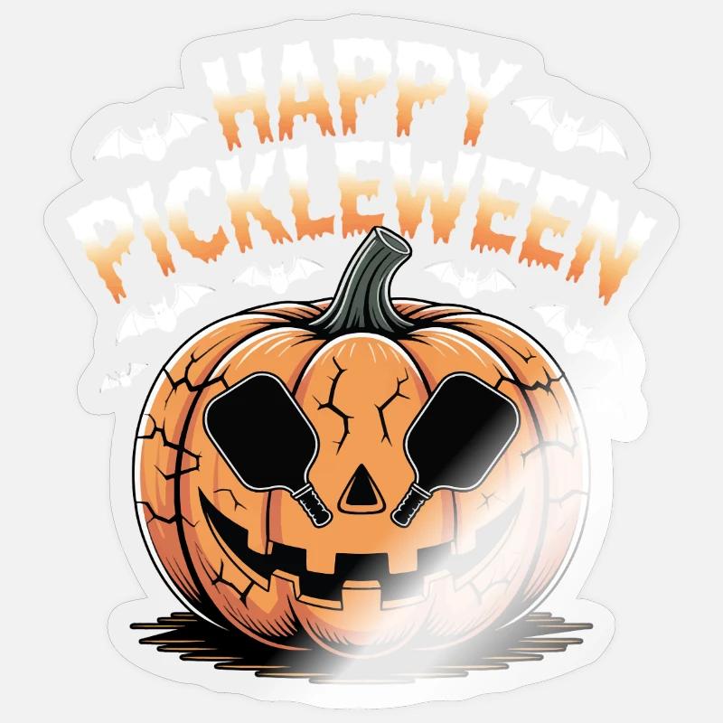 Pickleween Pickleball Playing Funny Halloween - Sticker size S (10 x 10 cm) - transparent glossy