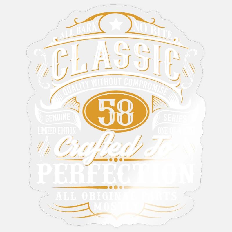 58e anniversaire - Sticker taille S (10 x 10 cm) - brillant transparent