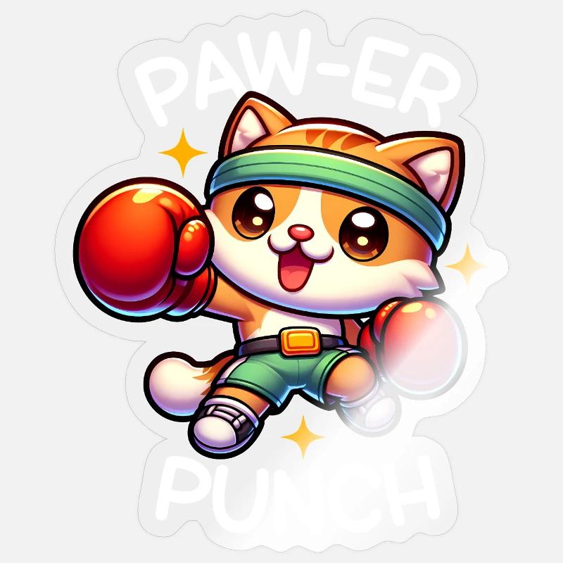 Chat boxer Sticker taille S (10 x 10 cm)