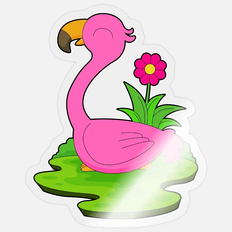 Flamingo Blume - Sticker Größe S (10 x 10 cm) - Transparent glänzend