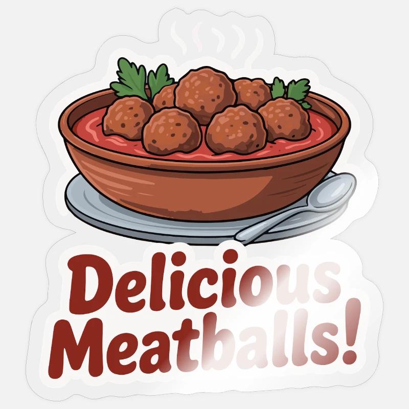 Köstliche Fleischbällchen-Illustration Sticker Größe S (10 x 10 cm)