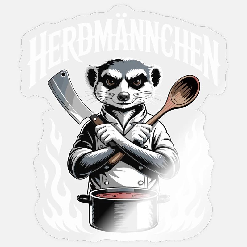 Herdmännchen kochen lustiger Koch Herdmännchen - Sticker size S (10 x 10 cm) - transparent glossy