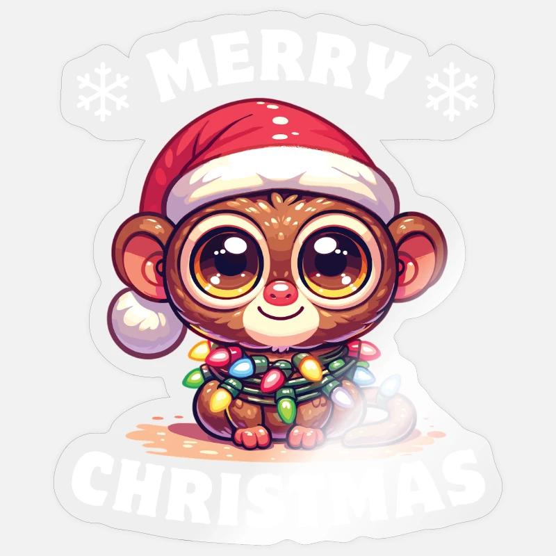 Fées de Noël Tarsier - Sticker taille S (10 x 10 cm) - brillant transparent