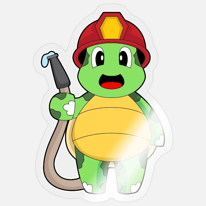 turtle fireman fire hose Sticker size S (10 x 10 cm)