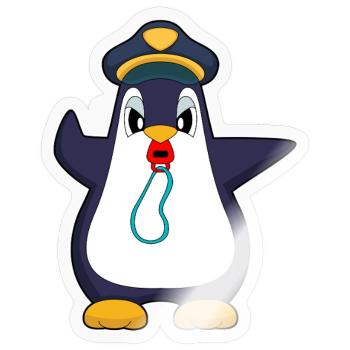 Pinguin Polizist Trillerpfeife Polizei - Sticker Größe S (10 x 10 cm) - Transparent glänzend - Vorne
