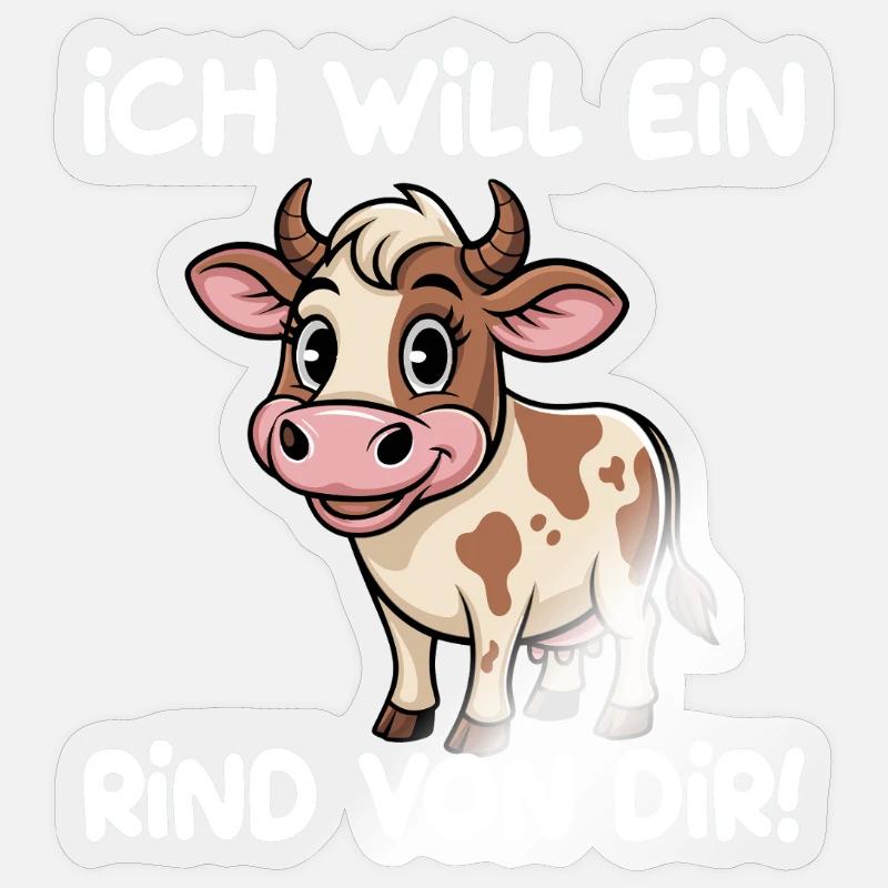 Ich Will Ein Rind Von Dir Lustiger Spruch Mit Kuh Sticker Größe S (10 x 10 cm)
