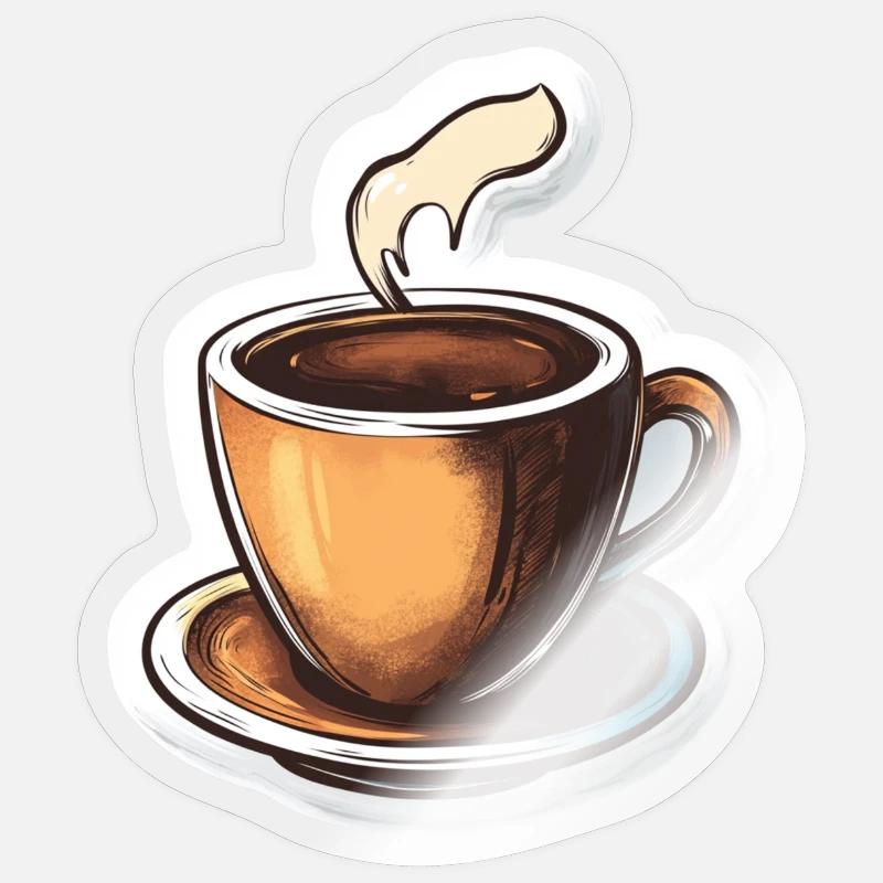 Café - Sticker taille S (10 x 10 cm) - brillant transparent
