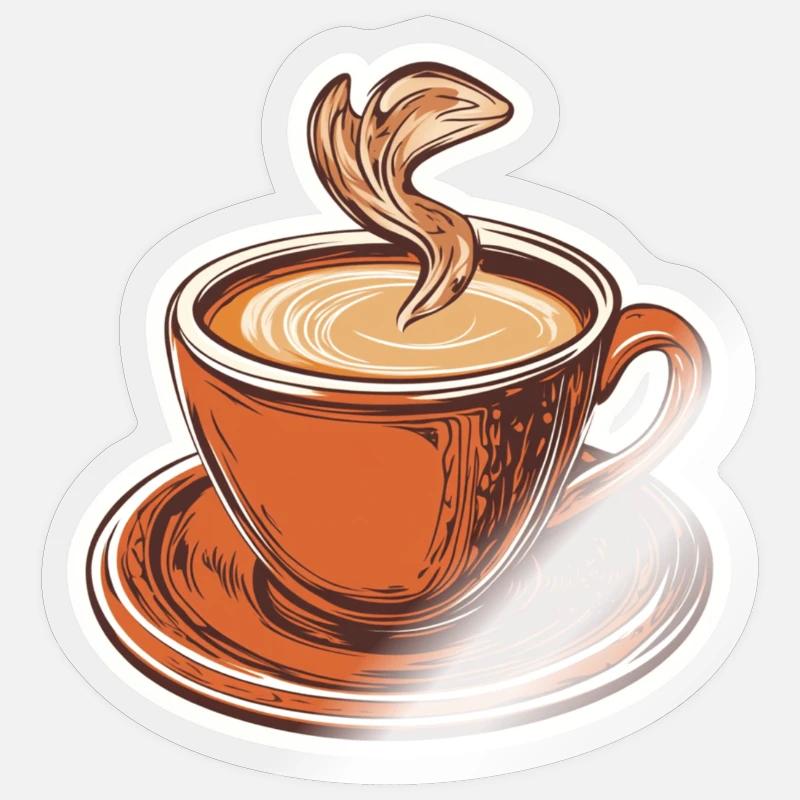 Kaffee - Sticker Größe S (10 x 10 cm) - Transparent glänzend