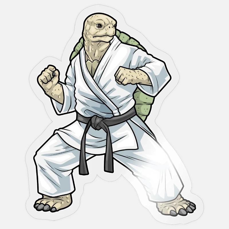 Turtle Karate Martial Arts - Sticker size S (10 x 10 cm) - transparent glossy