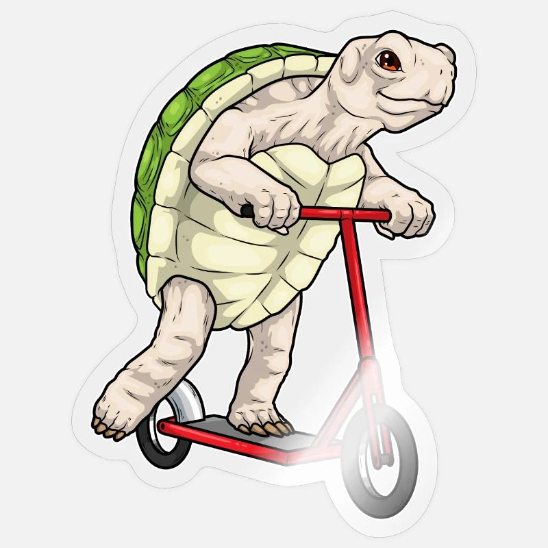 Turtle scooter - Sticker size S (10 x 10 cm) - transparent glossy