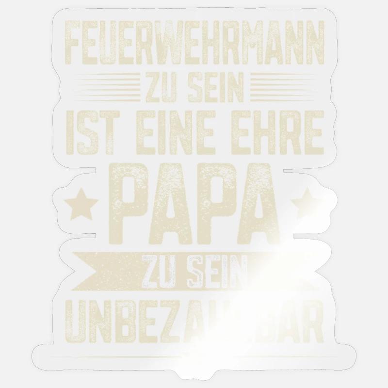 Papa pompier - Sticker taille S (10 x 10 cm) - brillant transparent