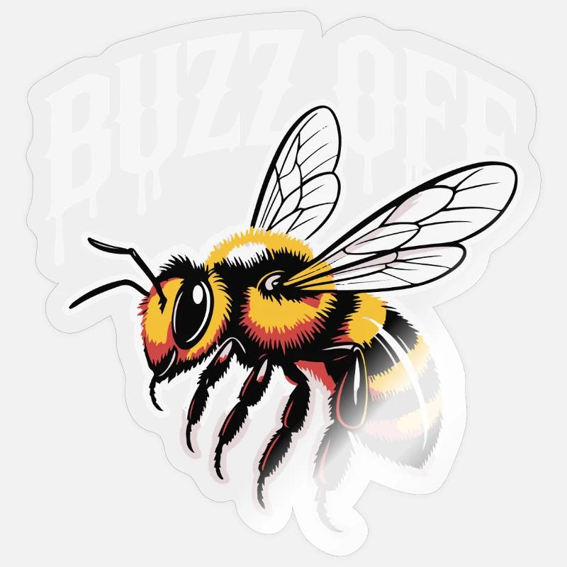 Illustration de Bee Buzz Off - Sticker taille S (10 x 10 cm) - brillant transparent
