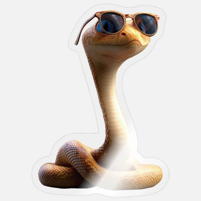 serpent, python, cobra, serpent à sonnettes, serpents - Sticker taille S (10 x 10 cm) - brillant transparent