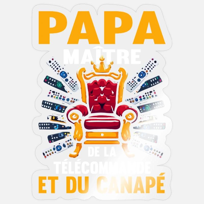 Papa Master Keyfob und Sofa Geschenk Humor - Sticker Größe S (10 x 10 cm) - Transparent glänzend