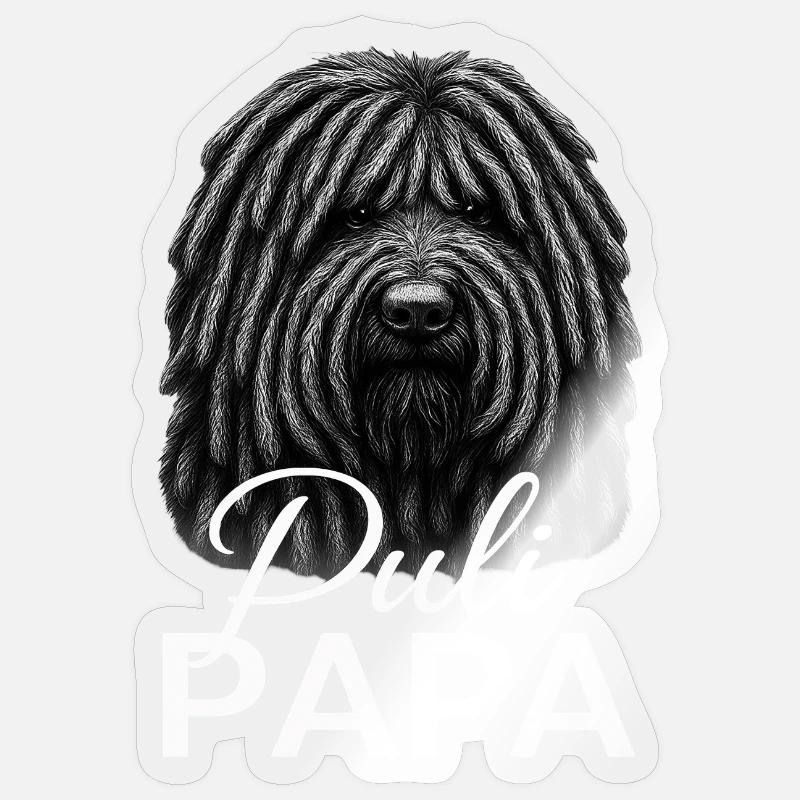 Puli Papa - Sticker size S (10 x 10 cm) - transparent glossy