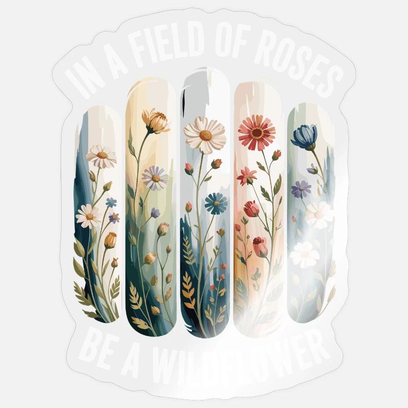 Wildblumenmuster Blumen - Sticker Größe S (10 x 10 cm) - Transparent glänzend
