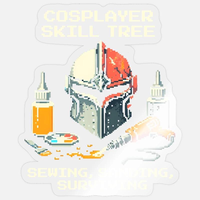 Skilltree : Couture, ponçage, survie | Cosplay - Sticker taille S (10 x 10 cm) - brillant transparent